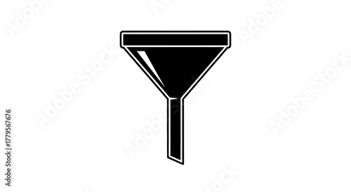 A simple black funnel icon with white highlights, depicted as a vector illustration on a plain white background.