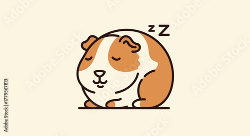 A cartoon guinea pig with brown and white fur is sleeping soundly with "ZZ" above its head.