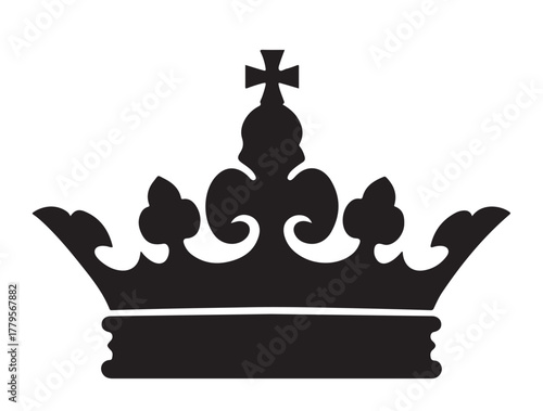 Noble Crest crown icon in silhouette white background,