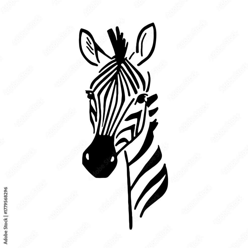 Fototapeta premium Zebra. Zebra simple black and white line art vector logo