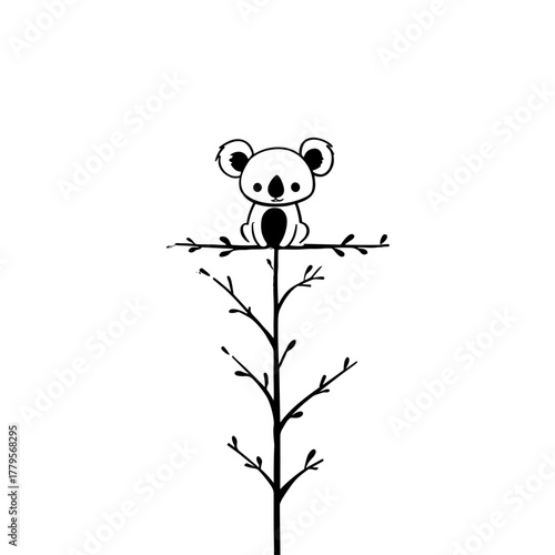 Tree Kangaroo. Tree Kangaroo simple black and white line art vector logo