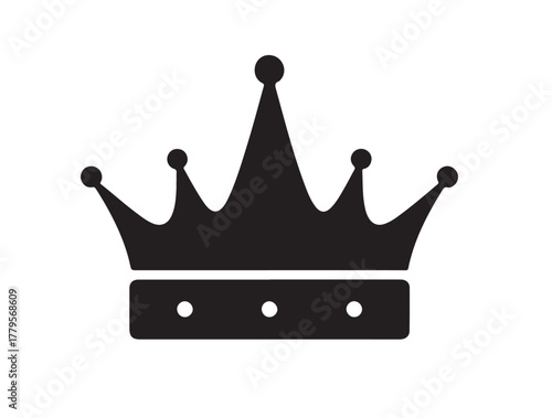 Queen’s Glory crown icon in silhouette white background.