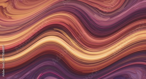 Wavy lines of warm and cool colors create an abstract flowing background texture