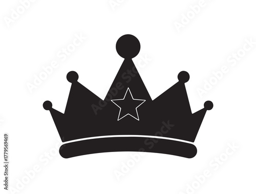 Starlight Tiara crown icon in silhouette white background۔