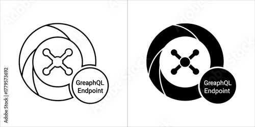 Graphql endpoint icons with abstract symbol and text