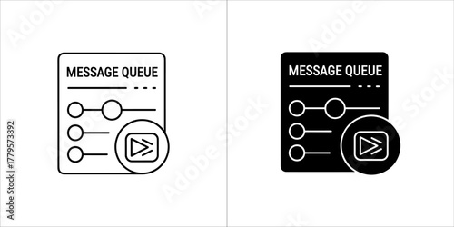Message queue icon with play button