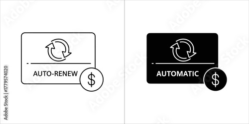 Autorenew subscription icon with dollar sign