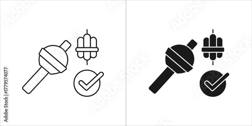 Set of icons with lollipop, check mark and stack