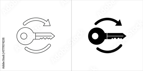Key with circular arrow symbol