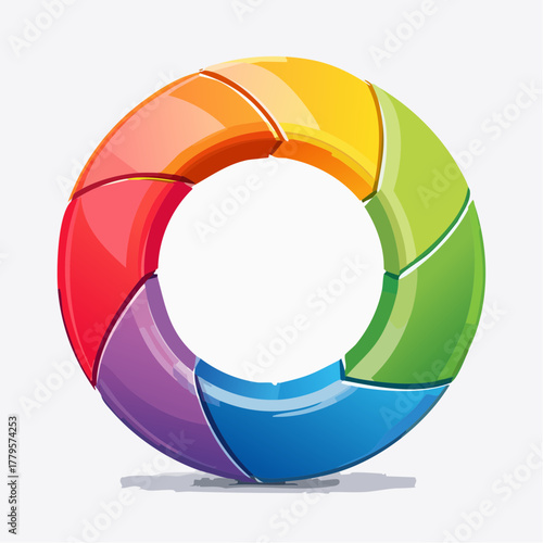 Vibrant segmented circle graphic for data visualization and presentation material