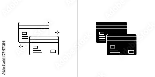 Credit card icon with outline and solid fill versions