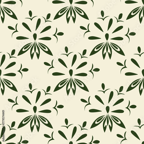 Floral botanical vector texture pattern with flowers and leaves. Seamless pattern can be used for wallpaper, pattern fills, web page background, surface textures.
