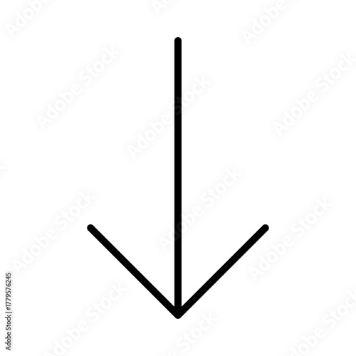 Down arrow vector illustration. Clean directional symbol pointing downward for interface, infographic, and presentation design.