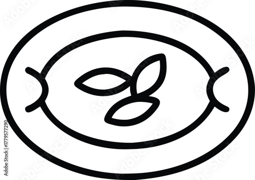 A plate with cookies, vector outline icon