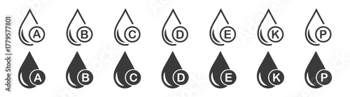 Multivitamin Supplement Complex Capsules Icons Set, Health and Mineral Nutrition, Vector Illustration on Transparent Background