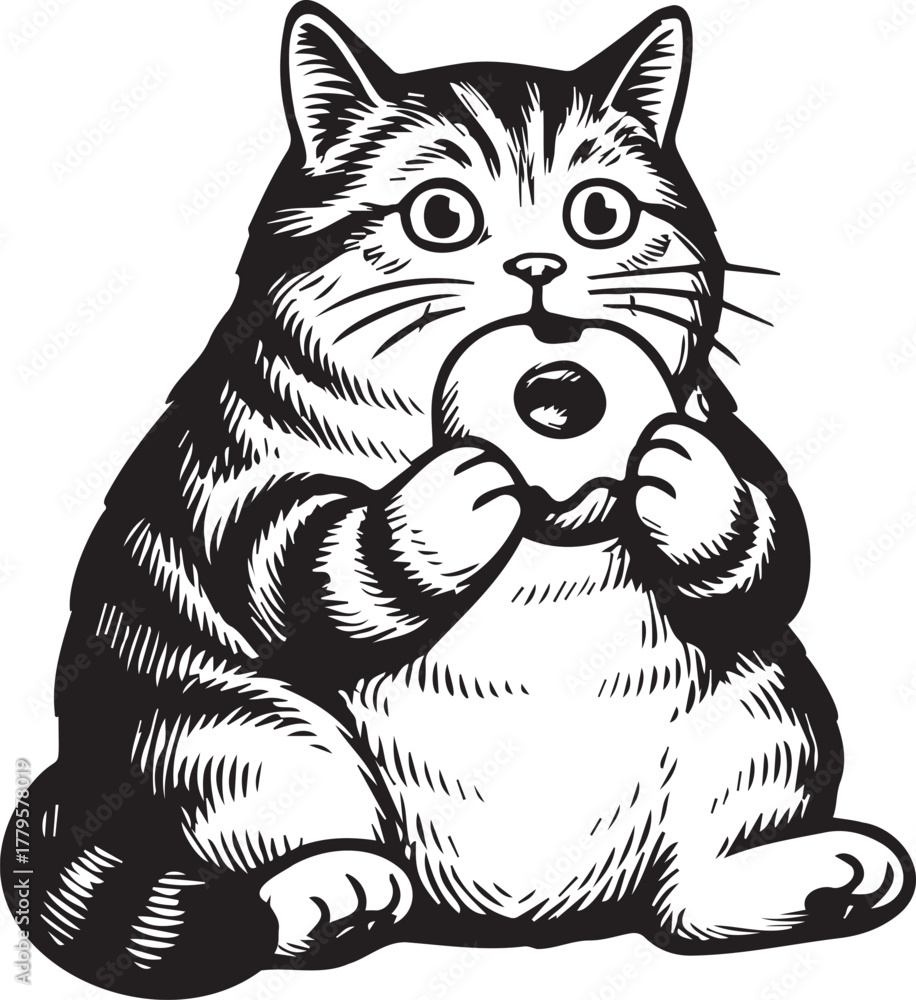 Fototapeta premium funny cat with donut