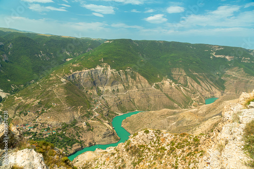 20.07.2025 Russia, Republic of Dagestan, Sulak Canyon, turquoise water below
