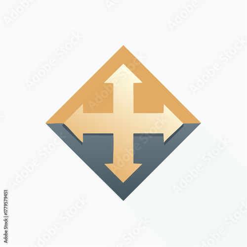 Geometric navigational element illustration symbolizing movement and directions in design
