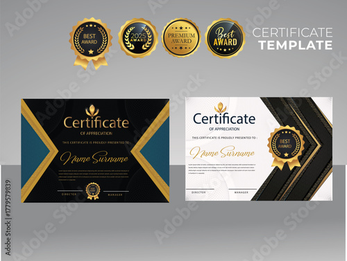 collection, vector elegant certificate templates with luxury and modern pattern background - Vector	