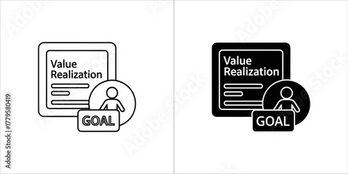 Value realization icon, achieving goals concept
