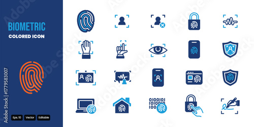 biometric colored icon set vector design good for web and mobile app