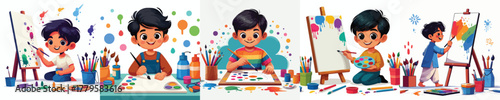 vector of a small Indian child coloring
