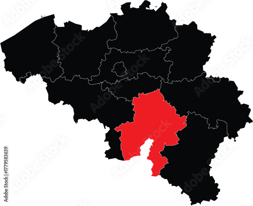 Vector Map of Namur Province on the Belgium Map