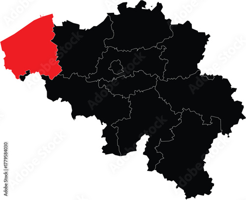 Vector Map of West Flanders Province on the Belgium Map