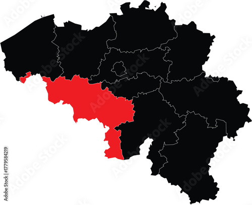 Vector Map of Halnaut Province on Belgium Map