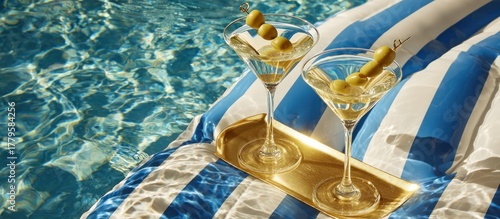 Martinis by the Pool - A Luxurious Summer Escape with Cocktails.
