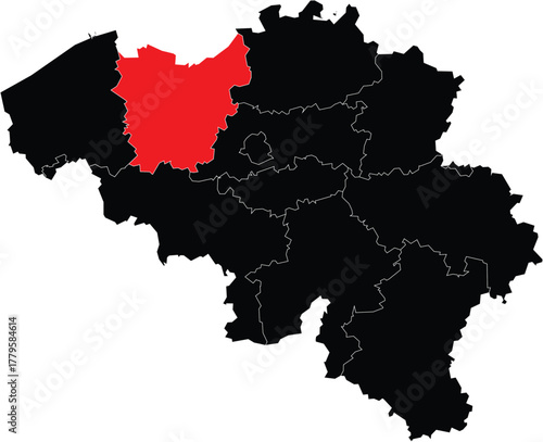 Vector Map of East Flanders Province on Belgium Map