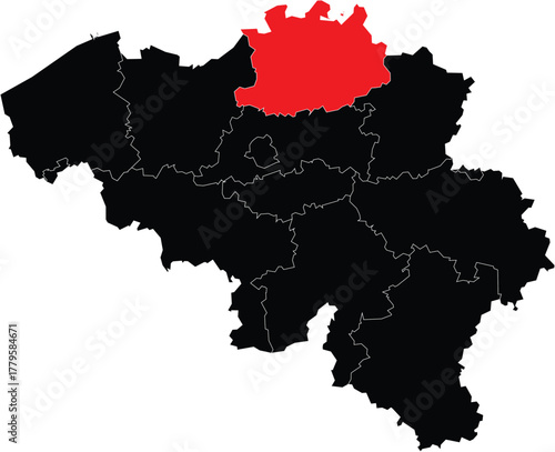 Vector Map of Antwerp Province on the Belgium Map