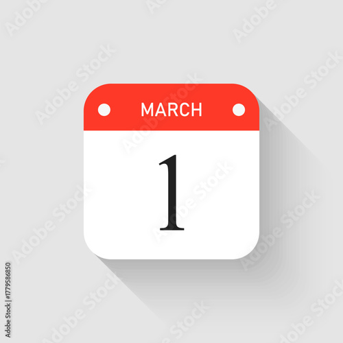 Vector icon page day calendar - 1 March month