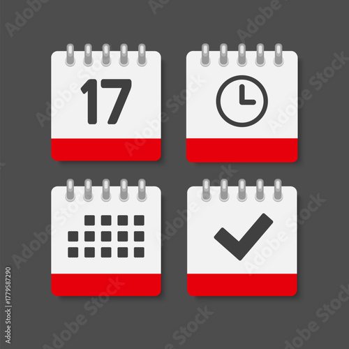Icon page calendar - 17 day, agenda, check, timer