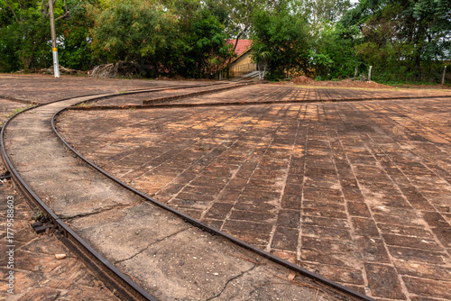 Old coffee farm tracks once used by carts to move dried beans from open-air yards to storage barns, a key transport system in Brazil’s historical coffee production