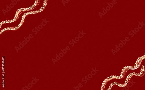 Red Texture Background with Sparkling Gold Glitter Corners and Border