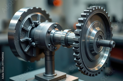 Precision engineering of a mechanical gear system used in machinery assembly