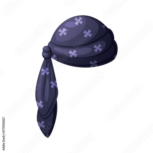 Pirate Bandana as Headdress for Corsair of Fabric and Textile Vector Illustration