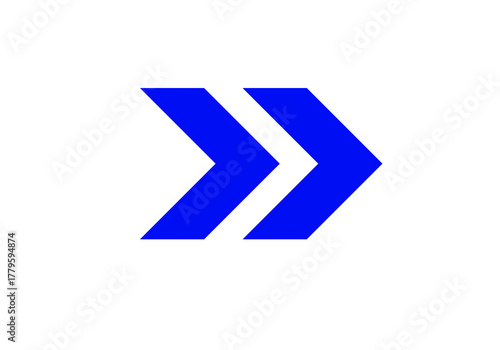 Blue one arrow icon, blue color arrow indicator Symbol
