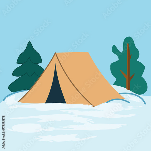  Tent in the snow and trees