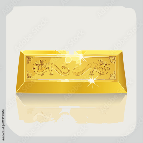 A gleaming gold bar, intricately embossed with two mythical dragons, reflecting its precious and valuable nature.