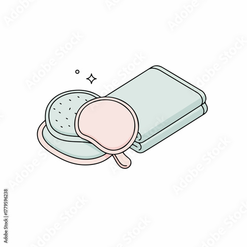 Line Art Delicate Reusable Makeup Remover Pads Eco Friendly Illustration