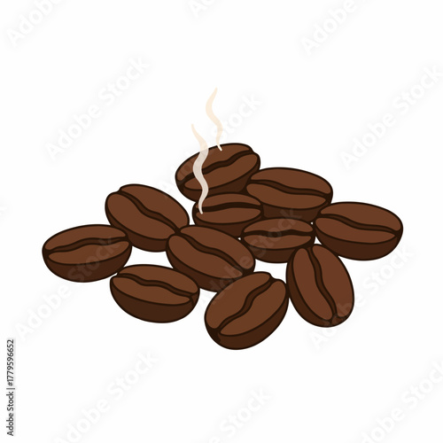Simple Handdrawn Coffee Bean Pile with Smoke Isolated Illustration