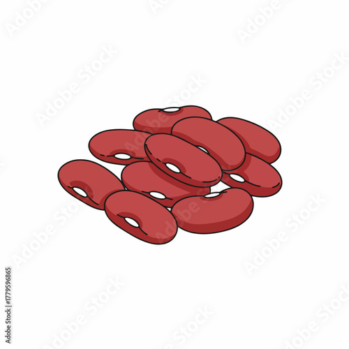 Cartoon Detailed Pile of Red Kidney Beans Ingredient Illustration