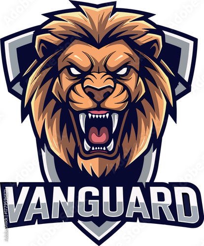 Vanguard Esport Logo  Roaring Lion Head Emblem for Gaming And Sports
