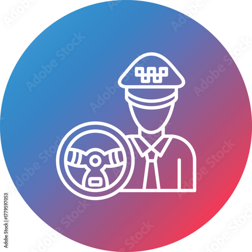 Taxi Driver Line Gradient Circle Background Icon