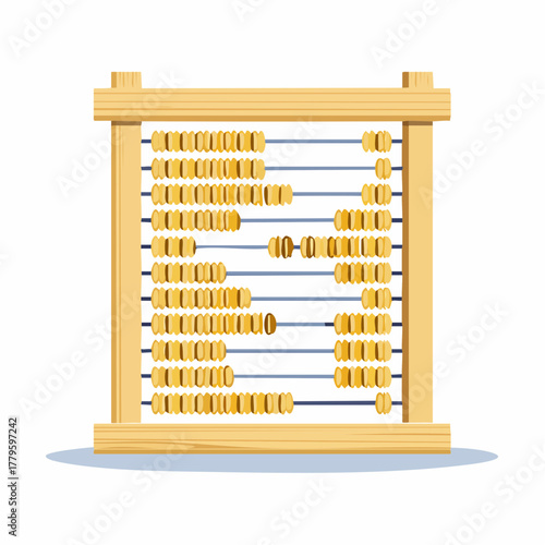 A classic wooden abacus with yellow beads, a traditional manual calculating tool for arithmetic.
