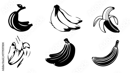 Set of bananas and fruits vector illustration icon design with yellow nature food elements