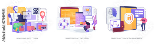 Blockchain Solutions for Transparency abstract concept vector illustrations.