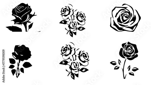 Rose in Silhouette: A collection of exquisite rose silhouettes, each meticulously crafted, showcasing the delicate petals and unique forms of this iconic blossom.